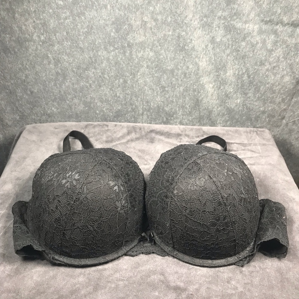 Torrid Black Lace Push-Up Underwire Bra with Molded Cups